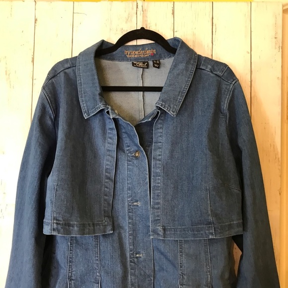 Women with Control My Wonder Denim Overlay Jacket Mid-Blue Size 1X - Picture 2 of 15